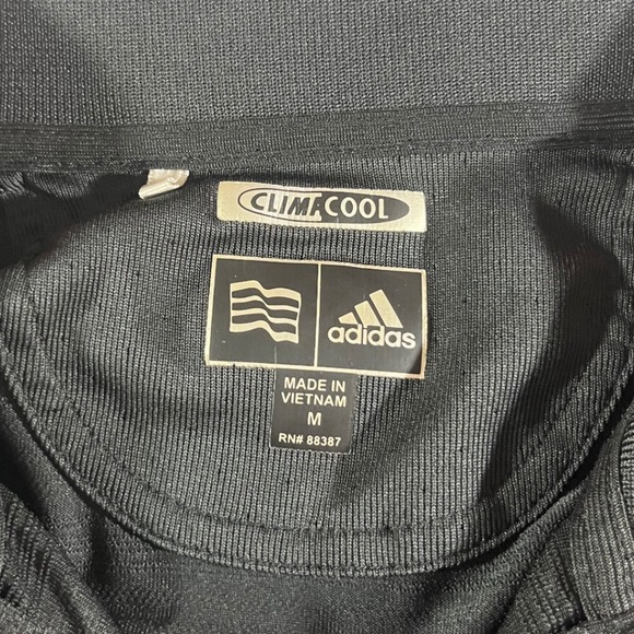 Adidas ClimaCool Black Short Sleeve Polo Shirt Womens Medium Black Stripe - Picture 3 of 8